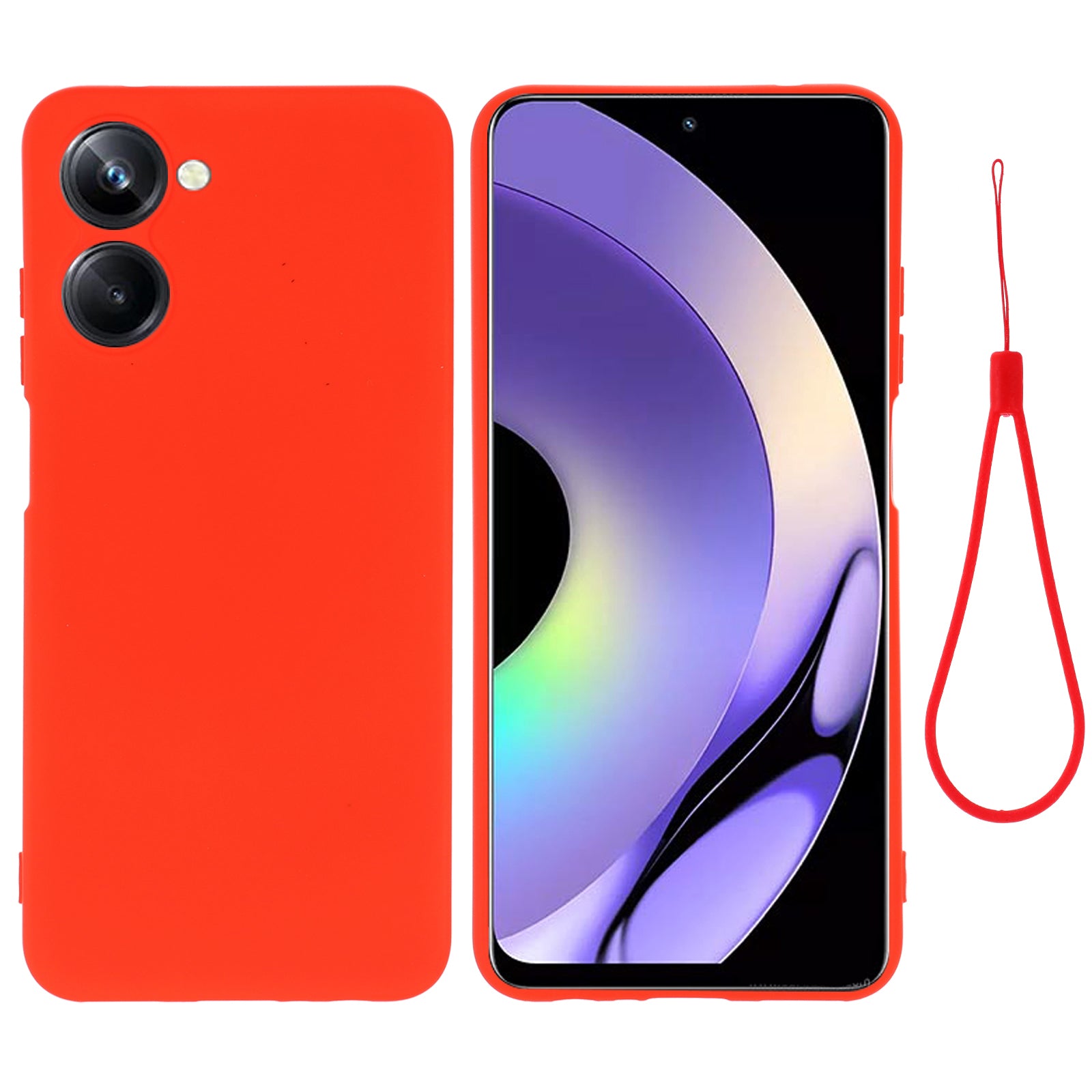 For Realme 10 4G Precise Cutout Phone Case Liquid Silicone Drop-proof Back Cover with Strap For Realme 10 4G Precise Cutout Phone Case Liquid Silicone Drop-proof Back Cover with Strap